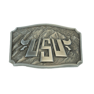 USU Mountain Silver Belt Buckle